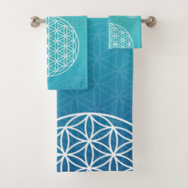 Conjunto De Toalhas Flor azul-vida / turquesa