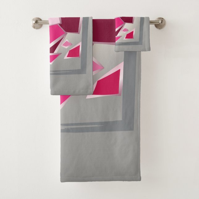 Conjunto De Toalhas flor de abstrato fuchsia (Insitu)
