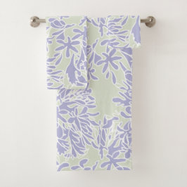 Conjunto De Toalhas flor de Agapanthus Lavanda Verde Salvia