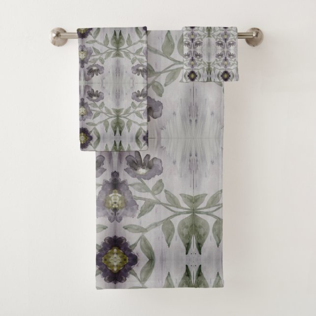 Conjunto De Toalhas Flor de Ameixa e Verde (Insitu)