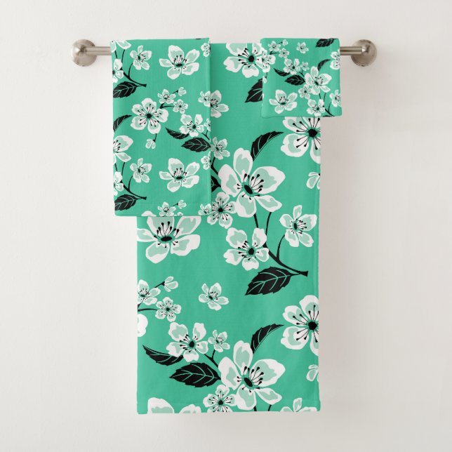 CONJUNTO DE TOALHAS FLOR DE CEREJEIRA - SAKURA (MINT) (Insitu)