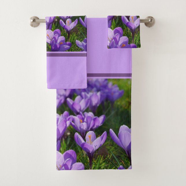 Conjunto De Toalhas Flor de Crocus Roxo (Insitu)