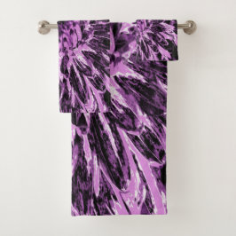 Conjunto De Toalhas Flor de Dália Preta e Rosa