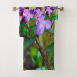 Conjunto De Toalhas Flor de Hortênsia Roxa Twist and Shout