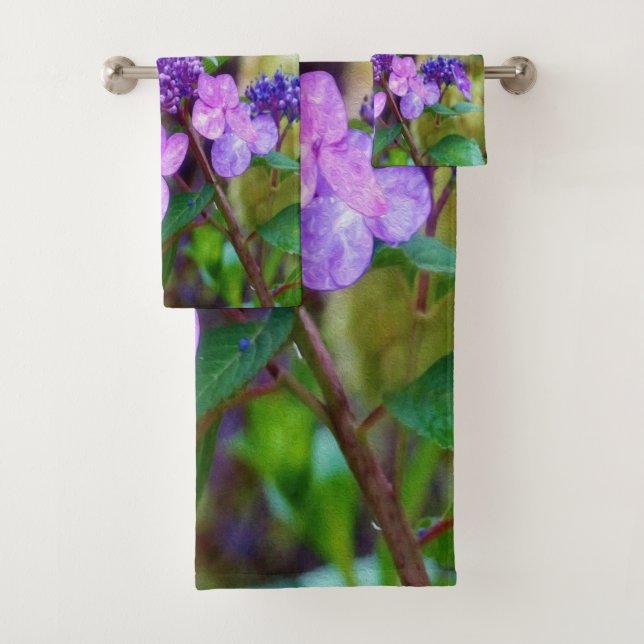 Conjunto De Toalhas Flor de Hortênsia Roxa Twist and Shout (Insitu)