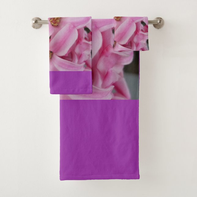 Conjunto De Toalhas flor de hyacinte rosa (Insitu)