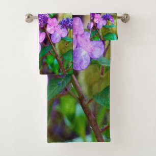 Conjunto De Toalhas Flor de Hydrangea Roxo