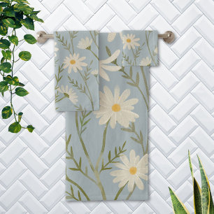Conjunto De Toalhas Flor de Margarida Branca Floral
