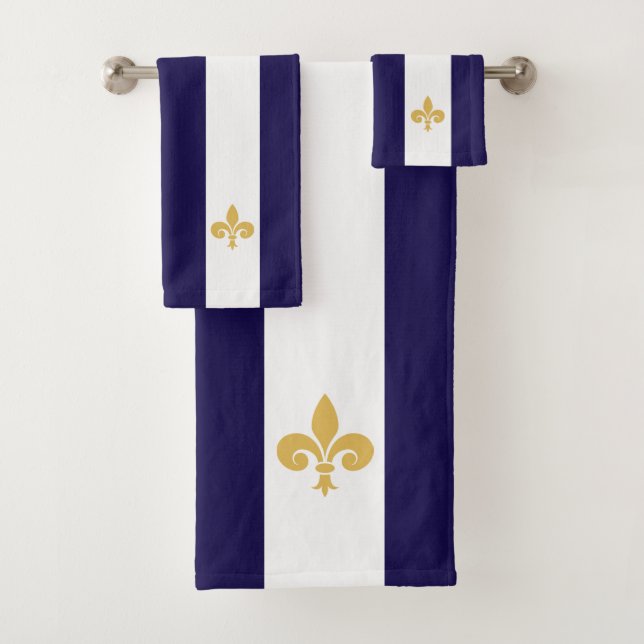 Conjunto De Toalhas Flor de ouro em listras azuis e brancas (Insitu)