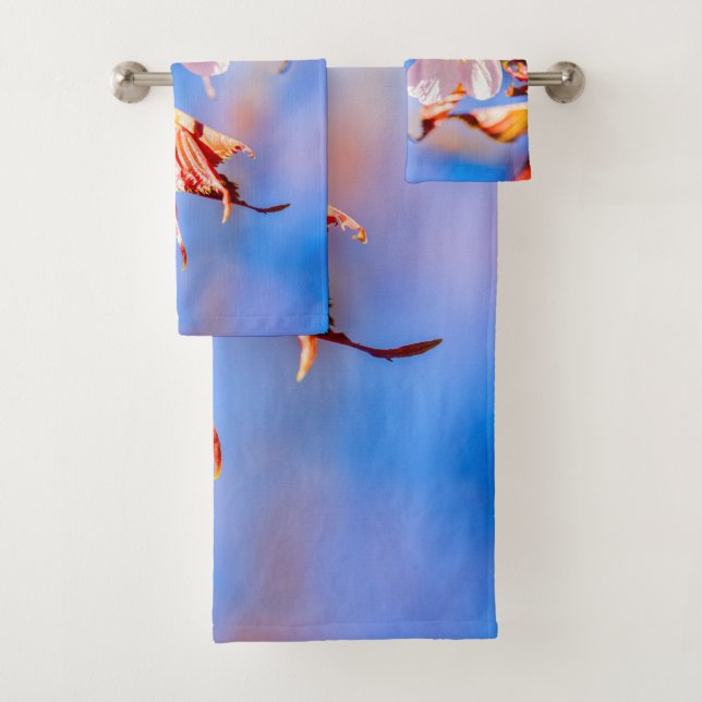 Conjunto De Toalhas Flor de Sakura Rosa Céu Azul (Insitu)