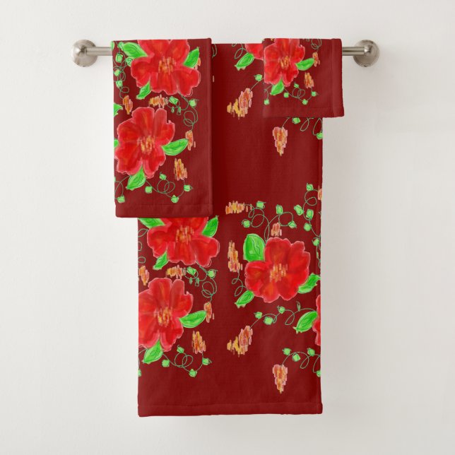 Conjunto De Toalhas Flor de Vermelho Celeiro (Insitu)