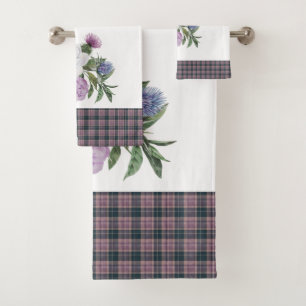 Conjunto De Toalhas Flor de Xadrez escocesa do Scotland Thistle