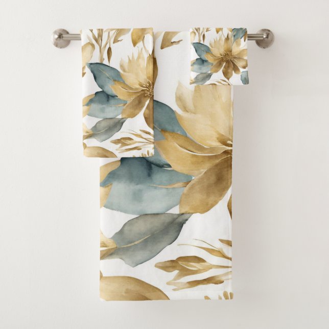 Conjunto De Toalhas Flor Dourada Branca do Boho (Insitu)