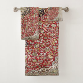 Conjunto De Toalhas Flor floral vermelha padrão persa de turcos elegan