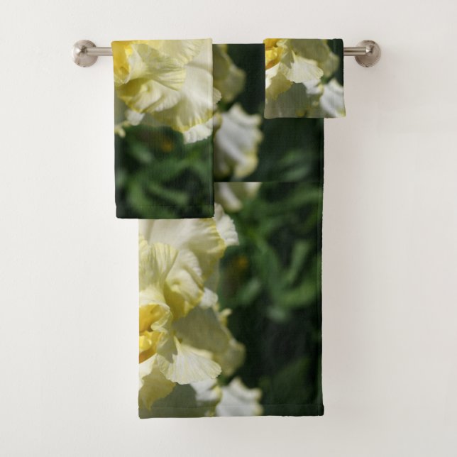 Conjunto De Toalhas Flor Íris Amarelo-Branco (Insitu)