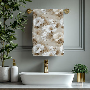 Conjunto De Toalhas Flor marfim branco bege terroso estilo boho elegan