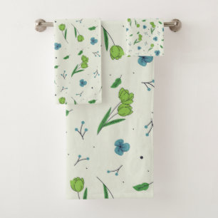 Conjunto De Toalhas Flor Patterno Primavera Floral