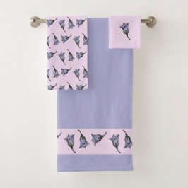 Conjunto De Toalhas Flor roxa de harebell a rosa