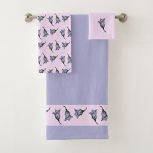 Conjunto De Toalhas Flor roxa de harebell a rosa