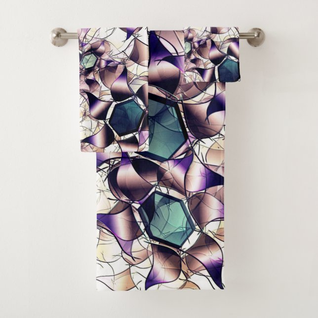 Conjunto De Toalhas Flor virtual bagunçada em tons gradiente (Insitu)