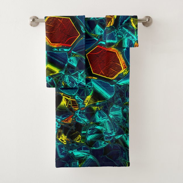 Conjunto De Toalhas Flor virtual em azul gradiente, estilhaçada (Insitu)