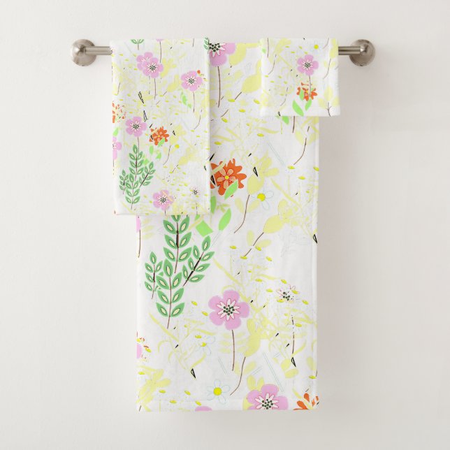 Conjunto De Toalhas Flora e Folhagem Rosa  (Insitu)
