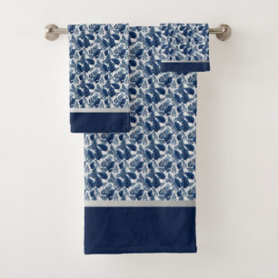 Conjunto de Toalhas Florais Azul Chic