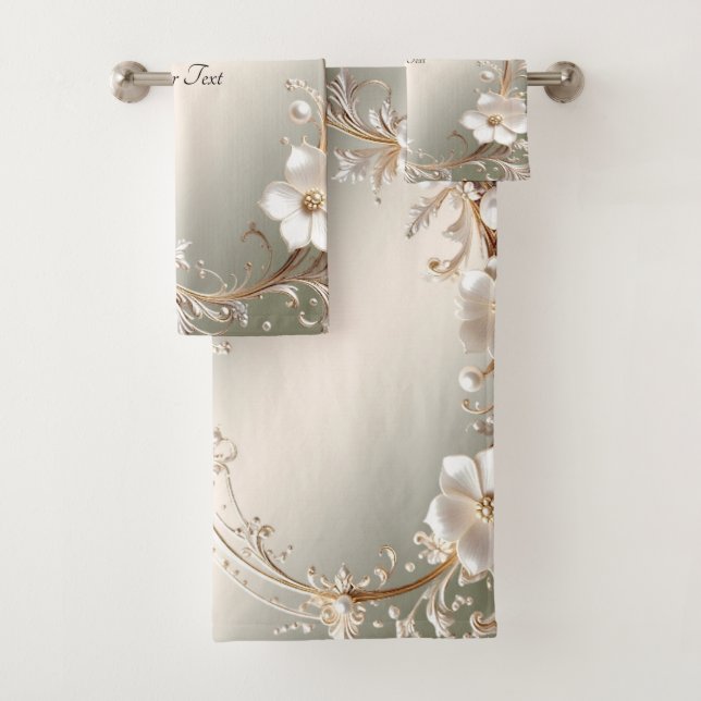Conjunto de Toalhas Florais Brancas Ornamentadas (Insitu)