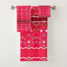 Conjunto De Toalhas Florais De Fuchsia Moderna E D