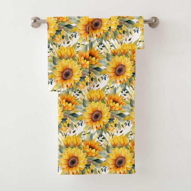 Conjunto de Toalhas Florais de Girassóis Modernos (Insitu)