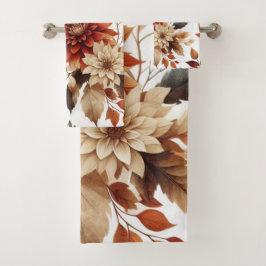 Conjunto de Toalhas Florais de Outono Cobre e Bege