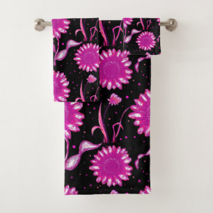 Conjunto de Toalhas Florais Roxas