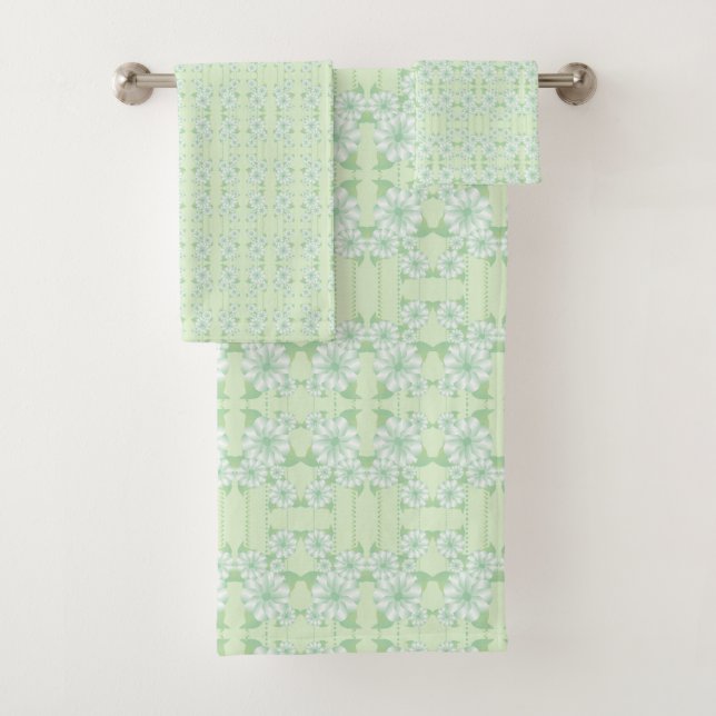 Conjunto de Toalhas Florais Verde Mint (Insitu)