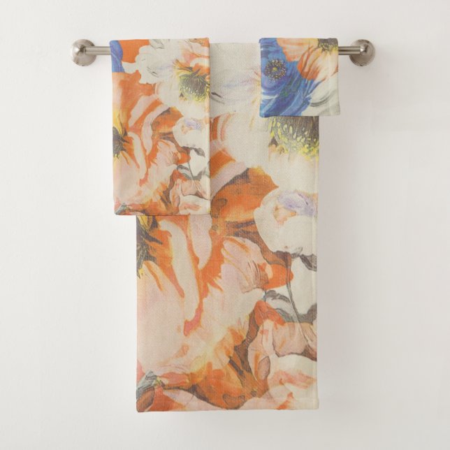 Conjunto de Toalhas Florais Vibrantes - 3 Cores Fl (Insitu)