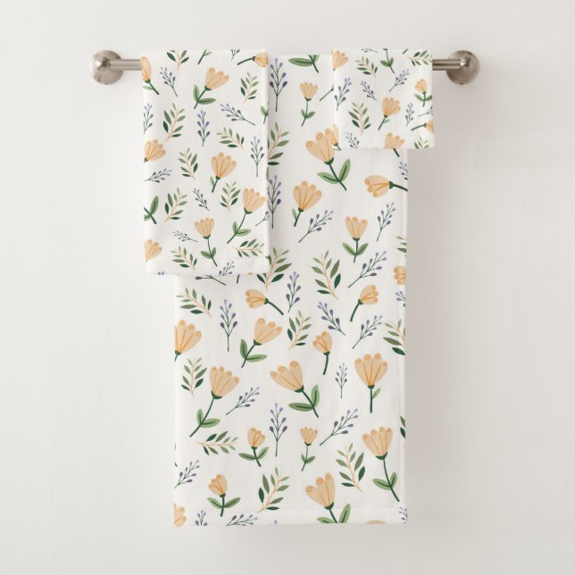 Conjunto De Toalhas Floral Amarelo escandinavo (Insitu)