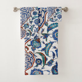 Conjunto De Toalhas Floral Antigo Otomano Iznik