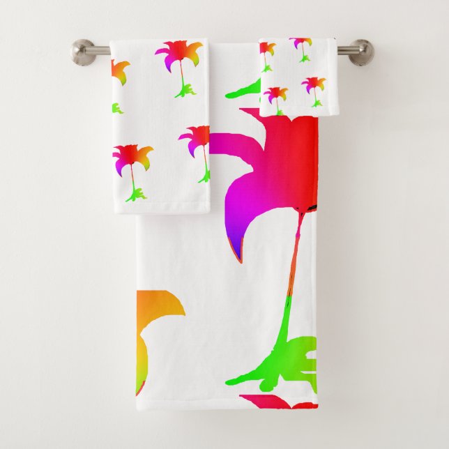 Conjunto De Toalhas Floral Arco-íris Branco  (Insitu)