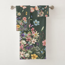 Conjunto De Toalhas Floral Botânico Verde