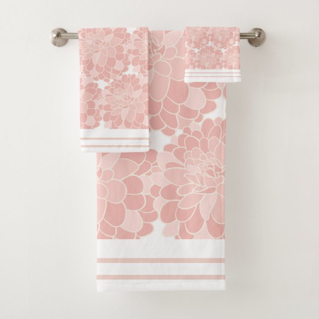 Conjunto De Toalhas Floral Branco e Rosa (Insitu)