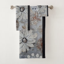 Floral Branco Elegante Com Cinza