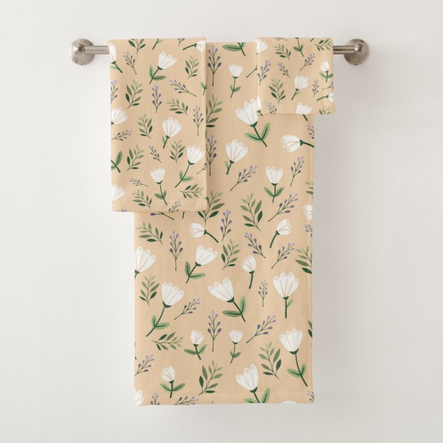 Conjunto De Toalhas Floral branco escandinavo (Insitu)