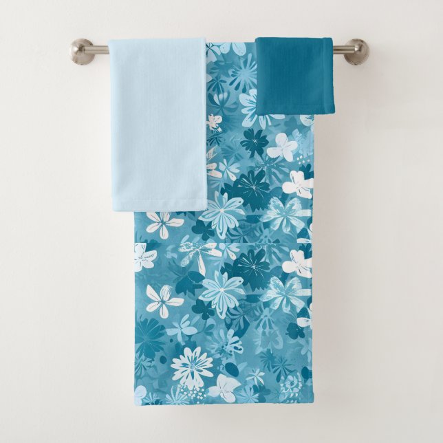 Conjunto De Toalhas Floral Brisa Oceânica Turquesa Botânica (Insitu)