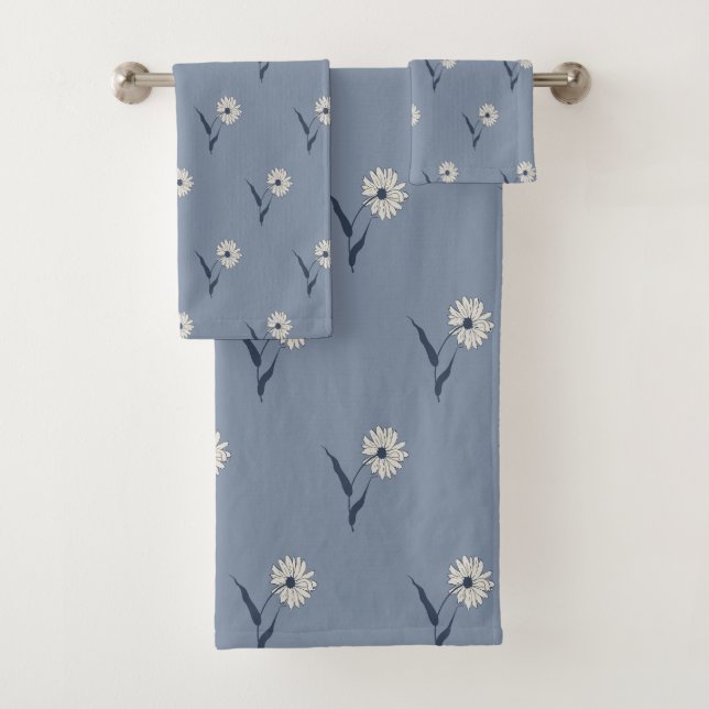 Conjunto De Toalhas Floral de Áster Disperso Delicado | Azul Desbotado (Insitu)