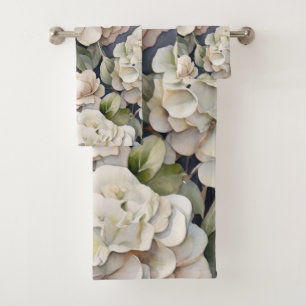 Conjunto De Toalhas Floral de cor verde-rosa-marfim-esverdeado-esverde