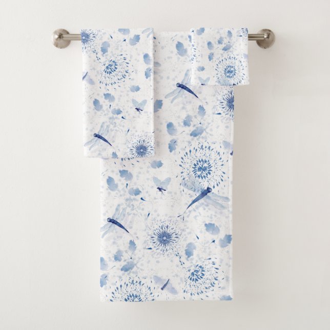 Conjunto De Toalhas Floral de Dragonfly Azul (Insitu)