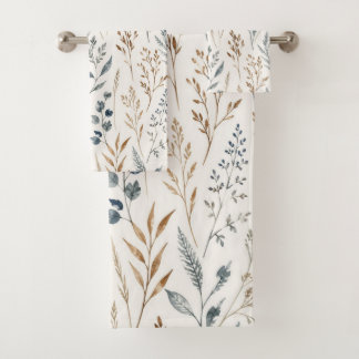 Conjunto De Toalhas Floral de Grama Selvagem da Campina Neutra
