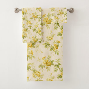 Conjunto De Toalhas Floral de Ouro Amarelo Bonito