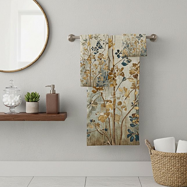 Conjunto De Toalhas floral de prado âmbar (Criador carregado)