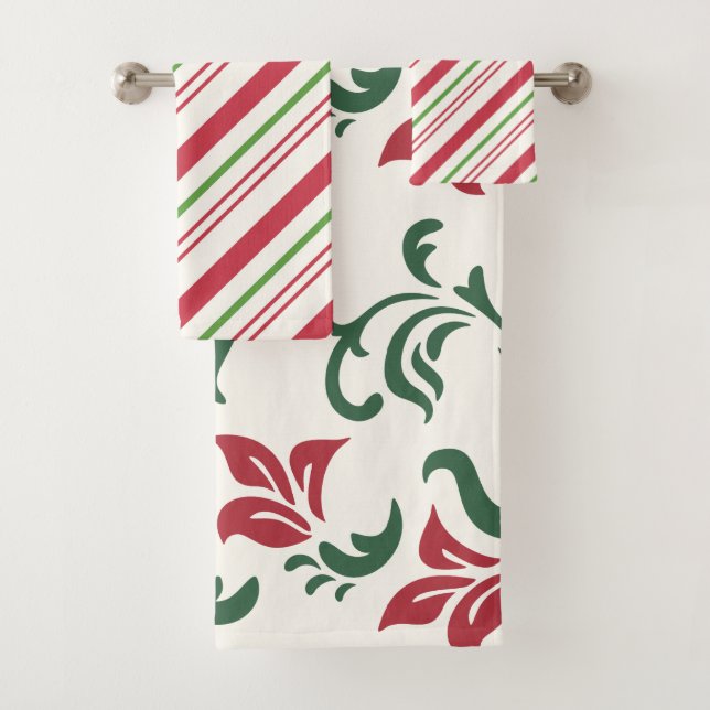 Conjunto De Toalhas Floral e Greve de Doces Vermelhos e Verdes Natal (Insitu)