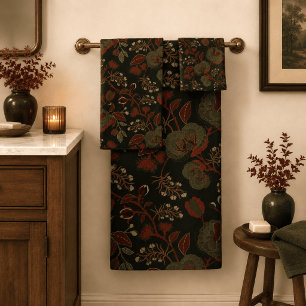 Conjunto De Toalhas Floral Gótico Cottage Vintage Sombrio e Mal-humora